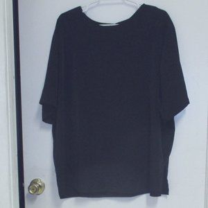 Shirt - Short Sleeve Pull Over Round Neck Dress Shirt By Courtenay Woman